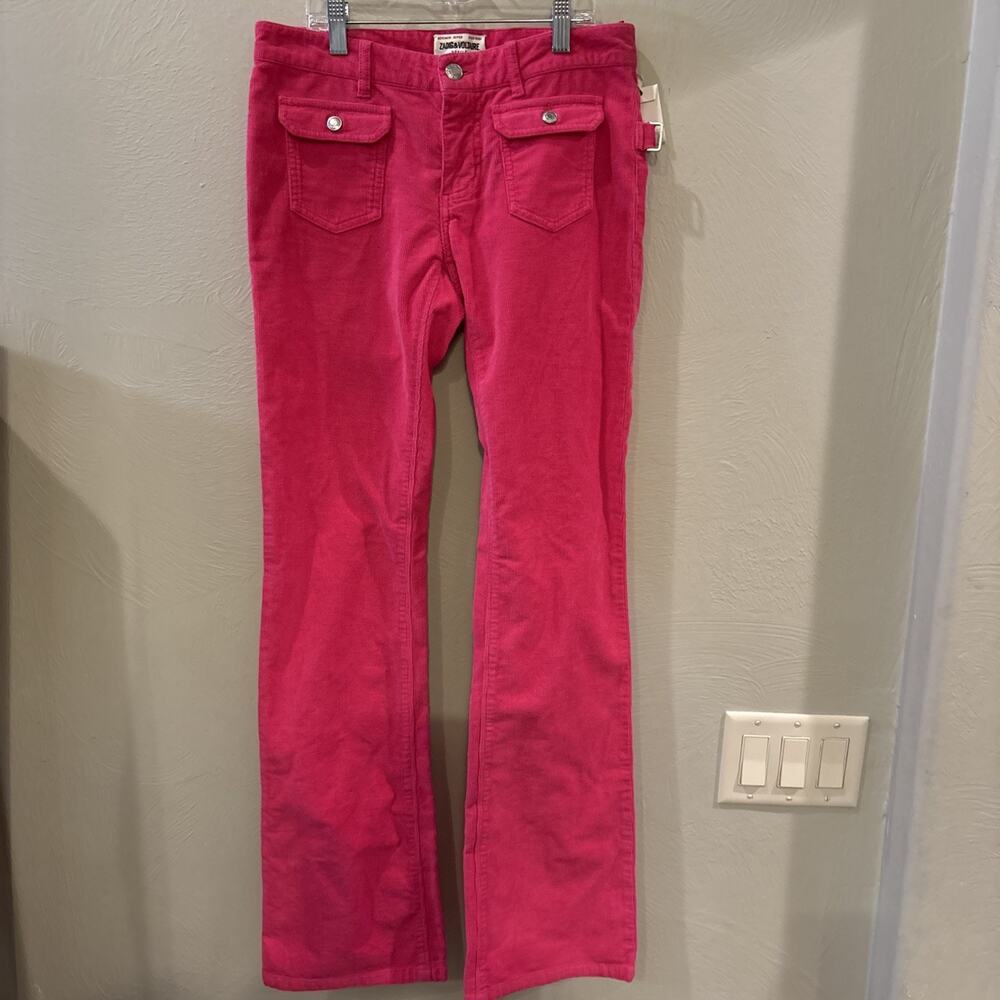Zadig & Voltaire Hippie Velours Corduroy Pants in Pink Flap‎ Pockets Preppy